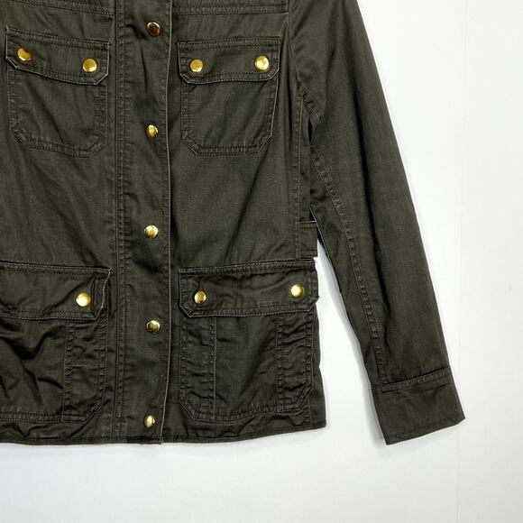J. Crew Relaxed Boyfriend Field Jacket Green Womens XXS Military Style Cotton - Picture 7 of 12